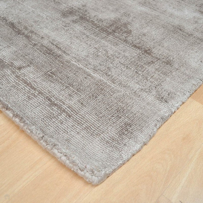 Blade Modern Plain Distressed Shimmer Hand-Woven Textured Silky Viscose Flatweave Mocha Runner