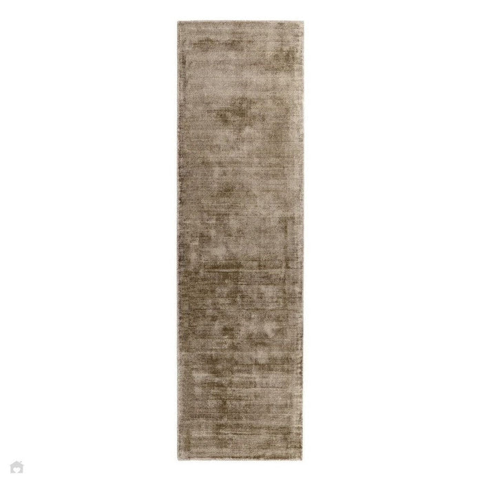 Blade Modern Plain Distressed Shimmer Hand-Woven Textured Silky Viscose Flatweave Mocha Runner