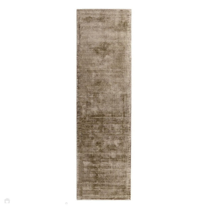 Blade Modern Plain Distressed Shimmer Hand-Woven Textured Silky Viscose Flatweave Mocha Runner