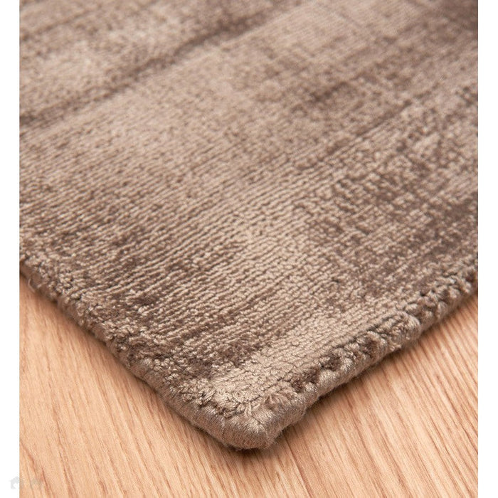 Blade Modern Plain Distressed Shimmer Hand-Woven Textured Silky Viscose Flatweave Mocha Runner