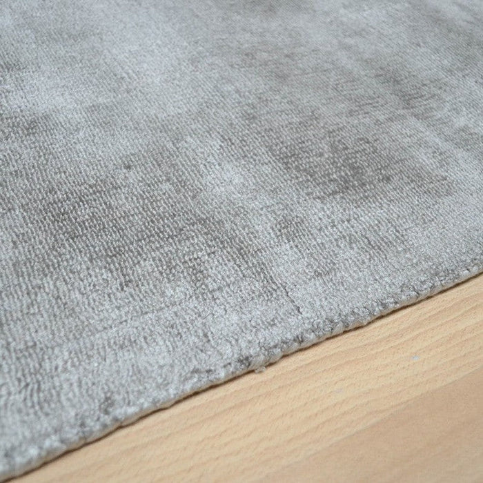 Blade Modern Plain Distressed Shimmer Hand-Woven Textured Silky Viscose Flatweave Moleskin Runner