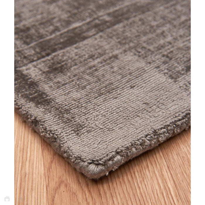 Blade Modern Plain Distressed Shimmer Hand-Woven Textured Silky Viscose Flatweave Moleskin Runner