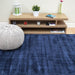 Blade Modern Plain Distressed Shimmer Hand-Woven Textured Silky Viscose Flatweave Navy Rug