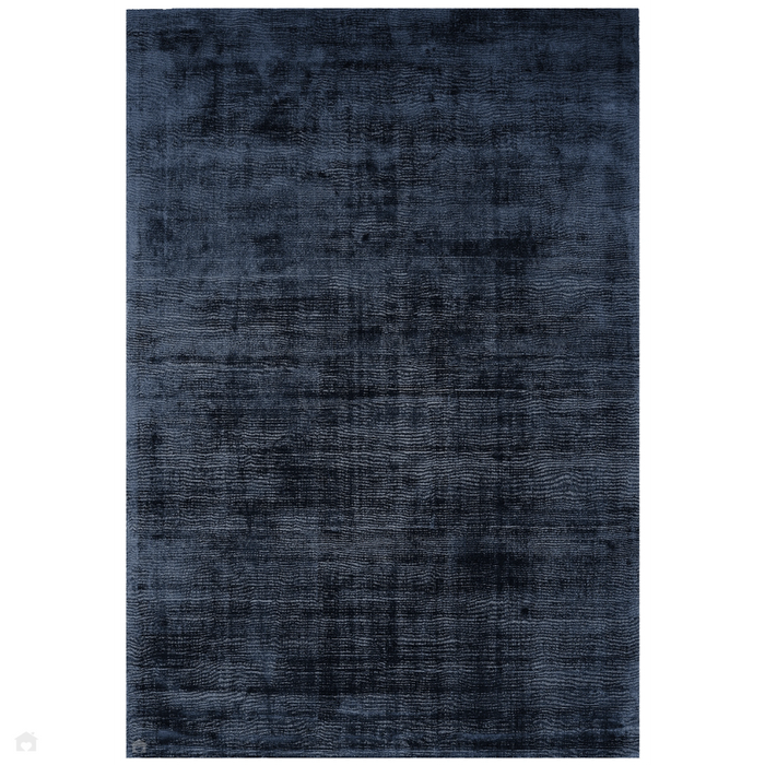 Blade Modern Plain Distressed Shimmer Hand-Woven Textured Silky Viscose Flatweave Navy Rug