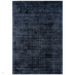 Blade Modern Plain Distressed Shimmer Hand-Woven Textured Silky Viscose Flatweave Navy Rug