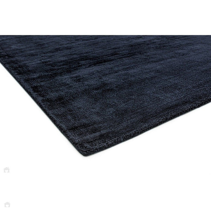 Blade Modern Plain Distressed Shimmer Hand-Woven Textured Silky Viscose Flatweave Navy Rug