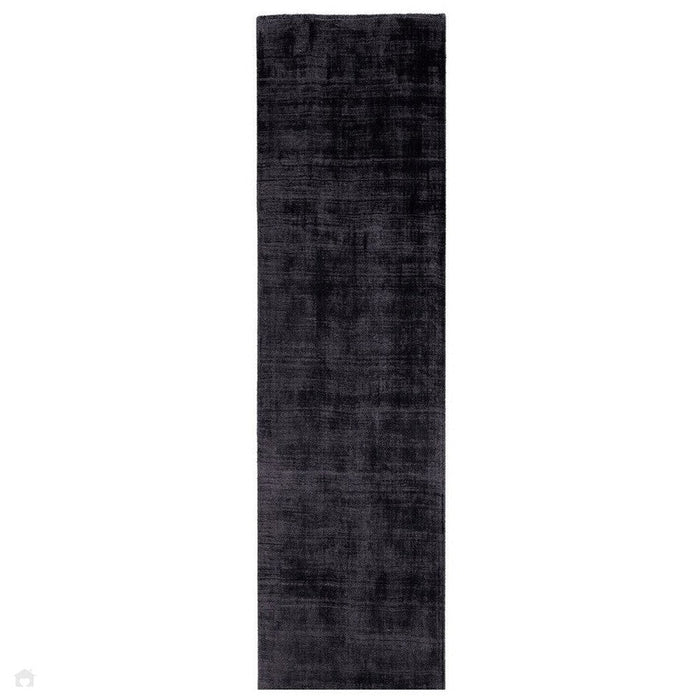 Blade Modern Plain Distressed Shimmer Hand-Woven Textured Silky Viscose Flatweave Navy Runner