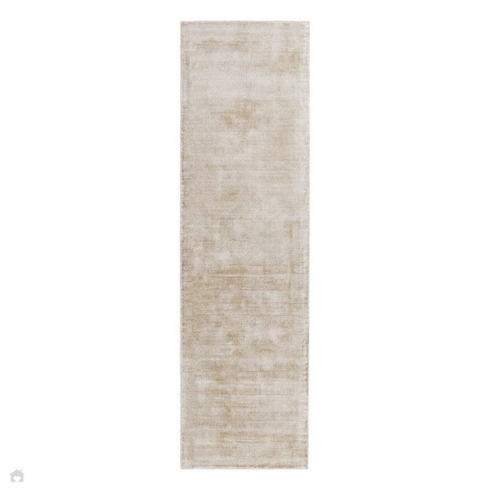 Blade Modern Plain Distressed Shimmer Hand-Woven Textured Silky Viscose Flatweave Putty Runner