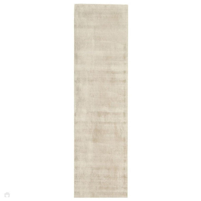 Blade Modern Plain Distressed Shimmer Hand-Woven Textured Silky Viscose Flatweave Putty Runner