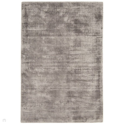 Blade Modern Plain Distressed Shimmer Hand-Woven Textured Silky Viscose Flatweave Silver Rug