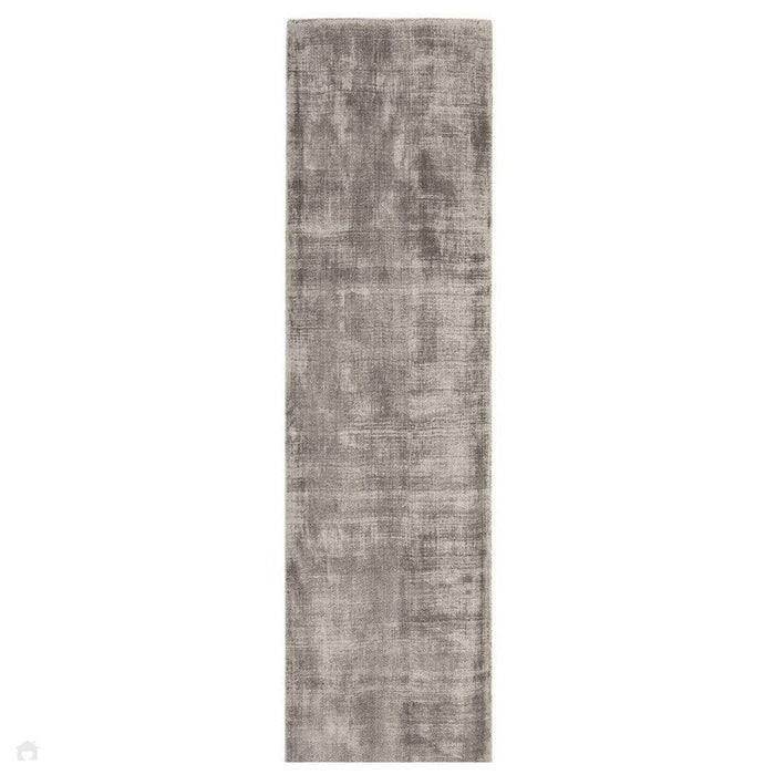 Blade Modern Plain Distressed Shimmer Hand-Woven Textured Silky Viscose Flatweave Silver Runner