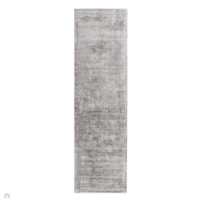 Blade Modern Plain Distressed Shimmer Hand-Woven Textured Silky Viscose Flatweave Silver Runner