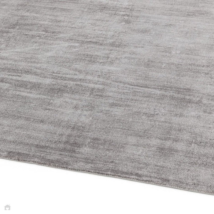 Blade Modern Plain Distressed Shimmer Hand-Woven Textured Silky Viscose Flatweave Silver Runner