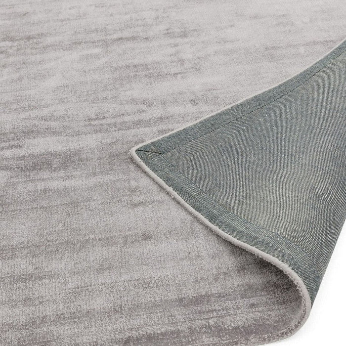 Blade Modern Plain Distressed Shimmer Hand-Woven Textured Silky Viscose Flatweave Silver Runner