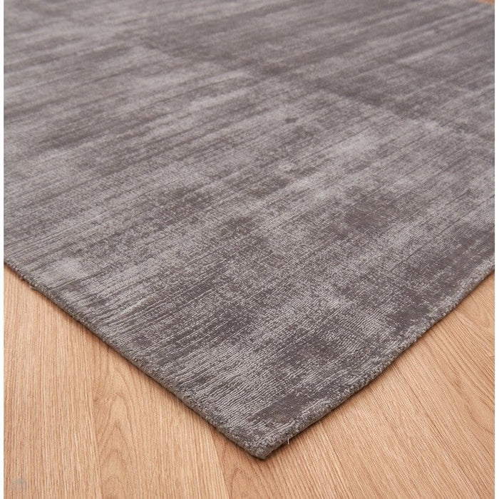 Blade Modern Plain Distressed Shimmer Hand-Woven Textured Silky Viscose Flatweave Silver Runner