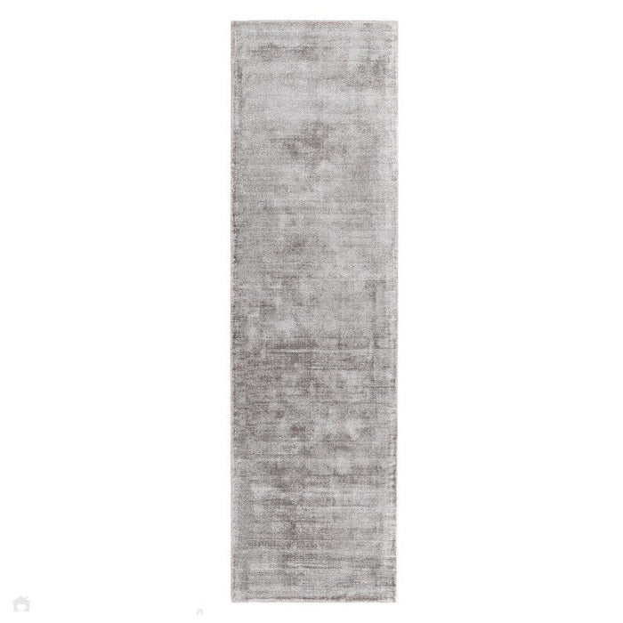 Blade Modern Plain Distressed Shimmer Hand-Woven Textured Silky Viscose Flatweave Silver Runner