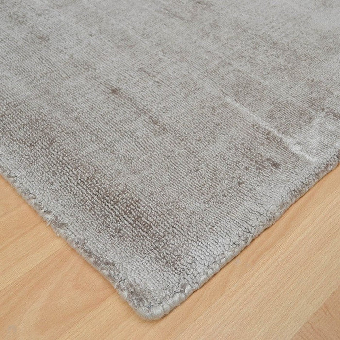 Blade Modern Plain Distressed Shimmer Hand-Woven Textured Silky Viscose Flatweave Smoke Rug