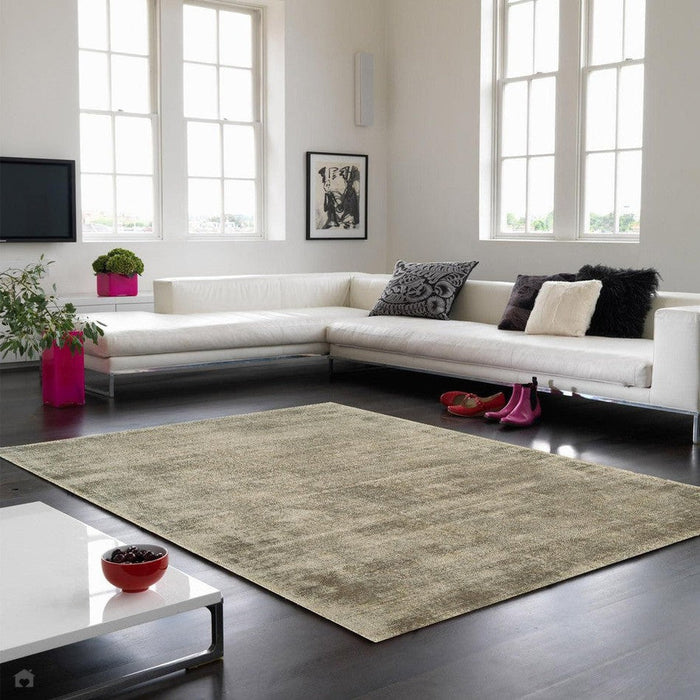 Blade Modern Plain Distressed Shimmer Hand-Woven Textured Silky Viscose Flatweave Smoke Rug