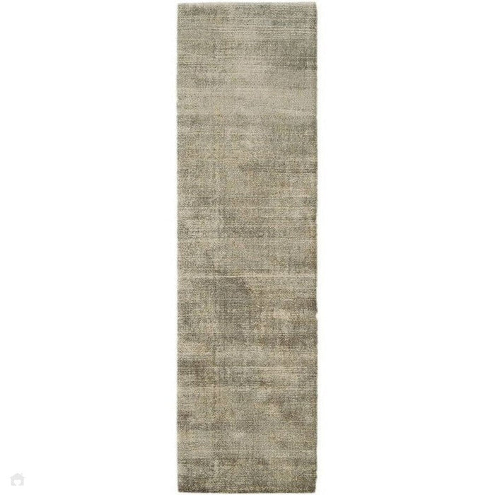 Blade Modern Plain Distressed Shimmer Hand-Woven Textured Silky Viscose Flatweave Smoke Runner