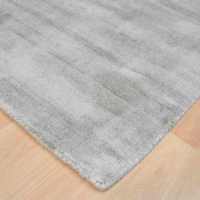 Blade Modern Plain Distressed Shimmer Hand-Woven Textured Silky Viscose Flatweave Smoke Runner