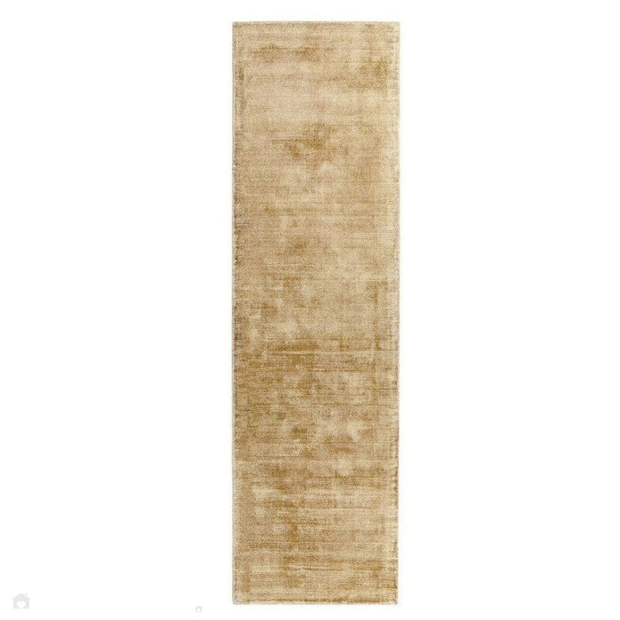 Blade Modern Plain Distressed Shimmer Hand-Woven Textured Silky Viscose Flatweave Soft Gold/Beige Runner