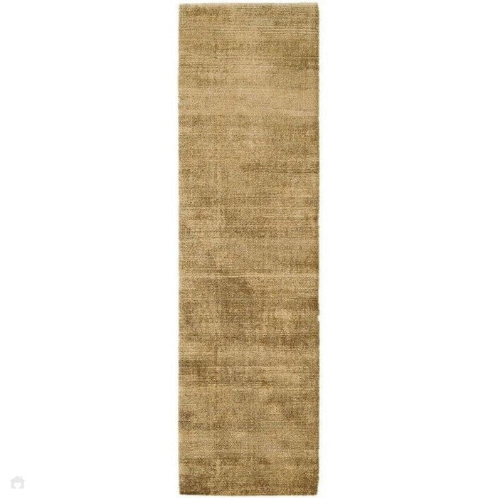 Blade Modern Plain Distressed Shimmer Hand-Woven Textured Silky Viscose Flatweave Soft Gold/Beige Runner