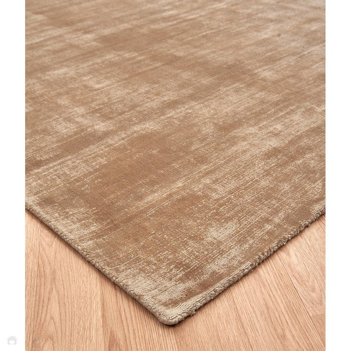 Blade Modern Plain Distressed Shimmer Hand-Woven Textured Silky Viscose Flatweave Soft Gold/Beige Runner