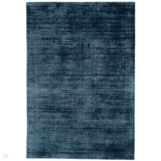 Blade Modern Plain Distressed Shimmer Hand-Woven Textured Silky Viscose Flatweave Teal Rug