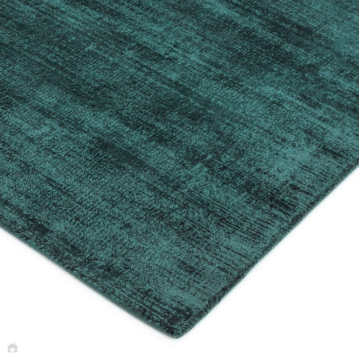 Blade Modern Plain Distressed Shimmer Hand-Woven Textured Silky Viscose Flatweave Teal Runner