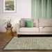 Blade Slim Border Modern Plain Distressed Shimmer Hand-Woven Textured Silky Viscose Flatweave Sage/Olive Green Border Rug