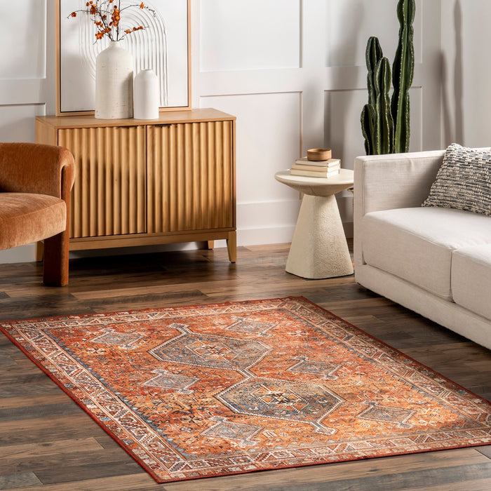 Blaise Medallion Washable Area Rug 160x230 cm Rust