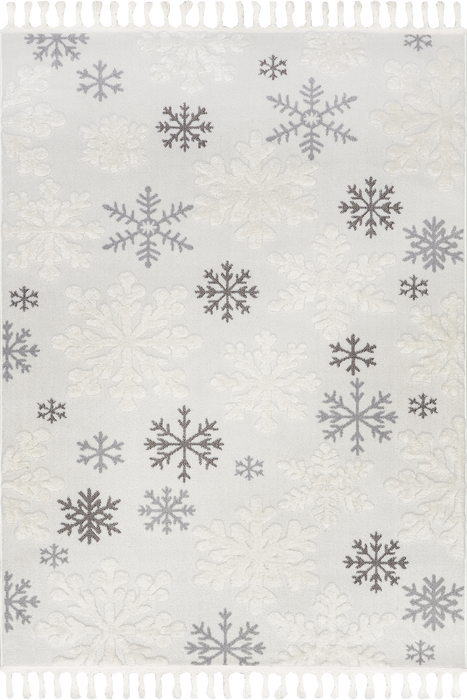 Tappeto Blanche Snowflake con nappe 120x180 cm Grigio chiaro