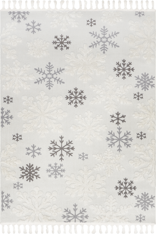 Blanche Snowflake Tasseled Area Rug 120x180 cm Light Grey