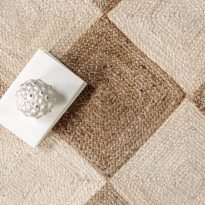 Bleached Jute Trellis Area Rug Natural 160 cm x 230 cm