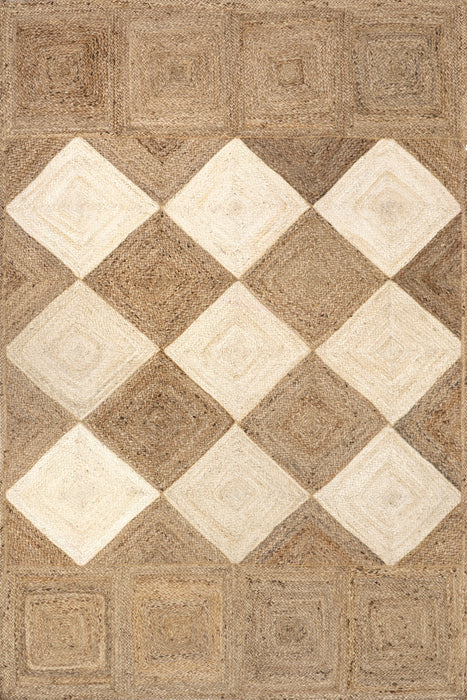 Bleached Jute Trellis Area Rug Natural 160 cm x 230 cm