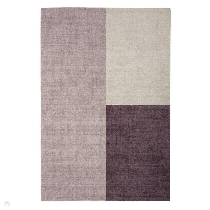 Blox Modern Plain Geometric Hand-Woven Textured Low-Pile Wool Heather/Purple/Grey Rug