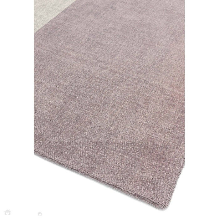 Blox Modern Plain Geometric Hand-Woven Textured Low-Pile Wool Heather/Purple/Grey Rug