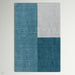 Blox Modern Plain Geometric Hand-Woven Textured Low-Pile Wool Teal/Grey Rug