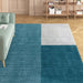 Blox Modern Plain Geometric Hand-Woven Textured Low-Pile Wool Teal/Grey Rug