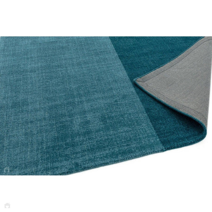 Blox Modern Plain Geometric Hand-Woven Textured Low-Pile Wool Teal/Grey Rug