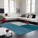 Blox Modern Plain Geometric Hand-Woven Textured Low-Pile Wool Teal/Grey Rug