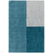 Blox Modern Plain Geometric Hand-Woven Textured Low-Pile Wool Teal/Grey Rug