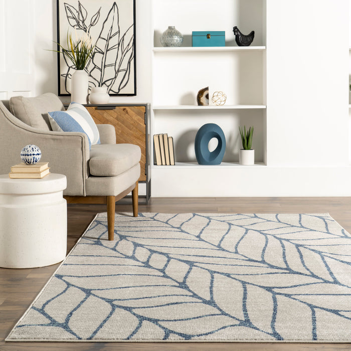 Blue Abstract Leaves Area Rug 160x230 cm