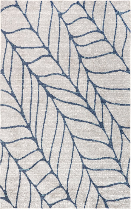 Blue Abstract Leaves Area Rug 160x230 cm