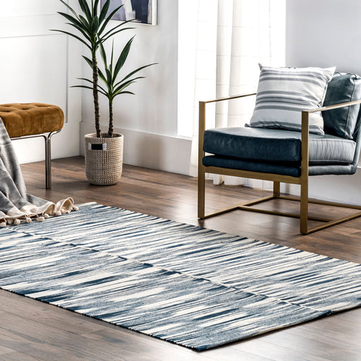 Blue Abstract Wool Blend Rug 160x230 cm