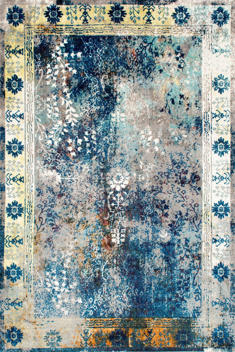 Blue Area Rug with Elegant Design and Soft Fibers