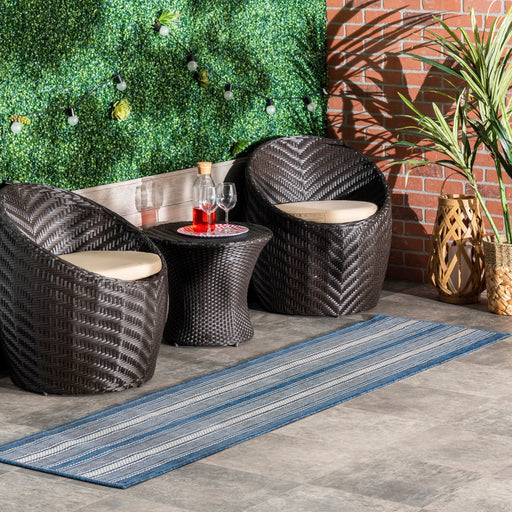 Sininen Bayadere Striped Indoor Outdoor Area -matto 150x210 cm