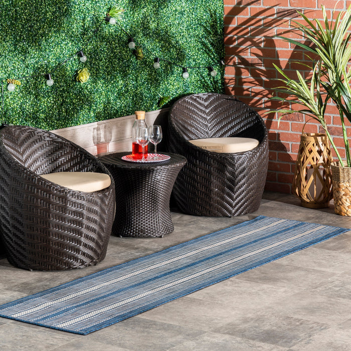 Sininen Bayadere Striped Indoor Outdoor Area -matto 150x210 cm