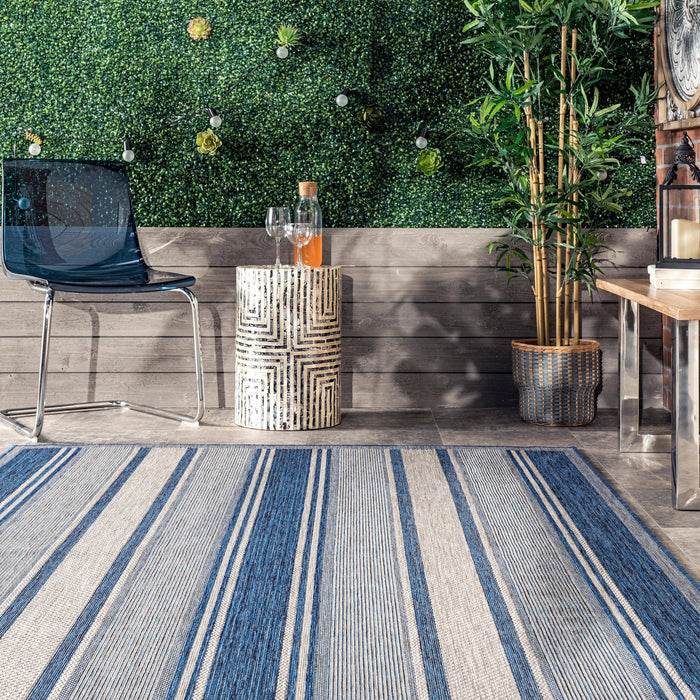 Sininen Bayadere Striped Indoor Outdoor Area -matto 150x210 cm