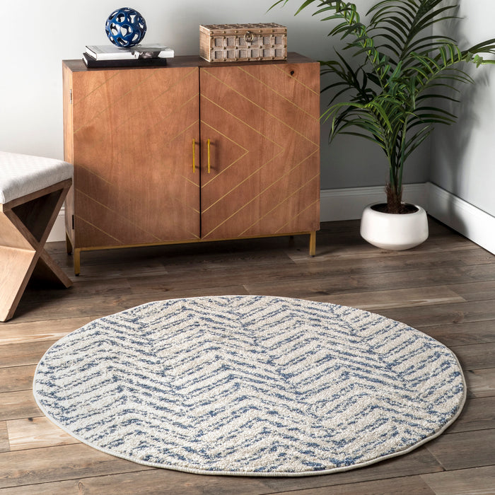 Blue Chevron Area Rug 120x180 cm